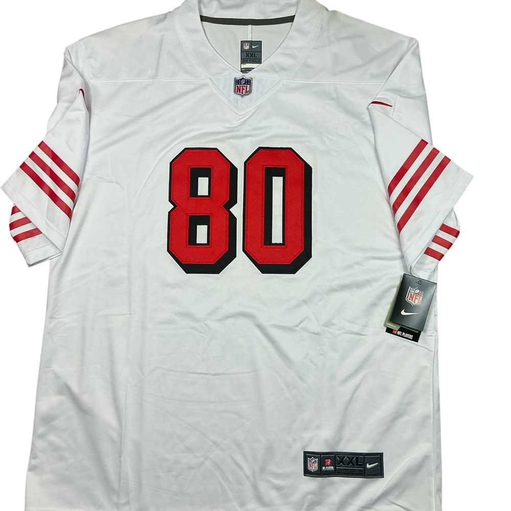 NWT Nike on field San Francisco 49ers NFLJerry Rice #80 white and redJersey XXL